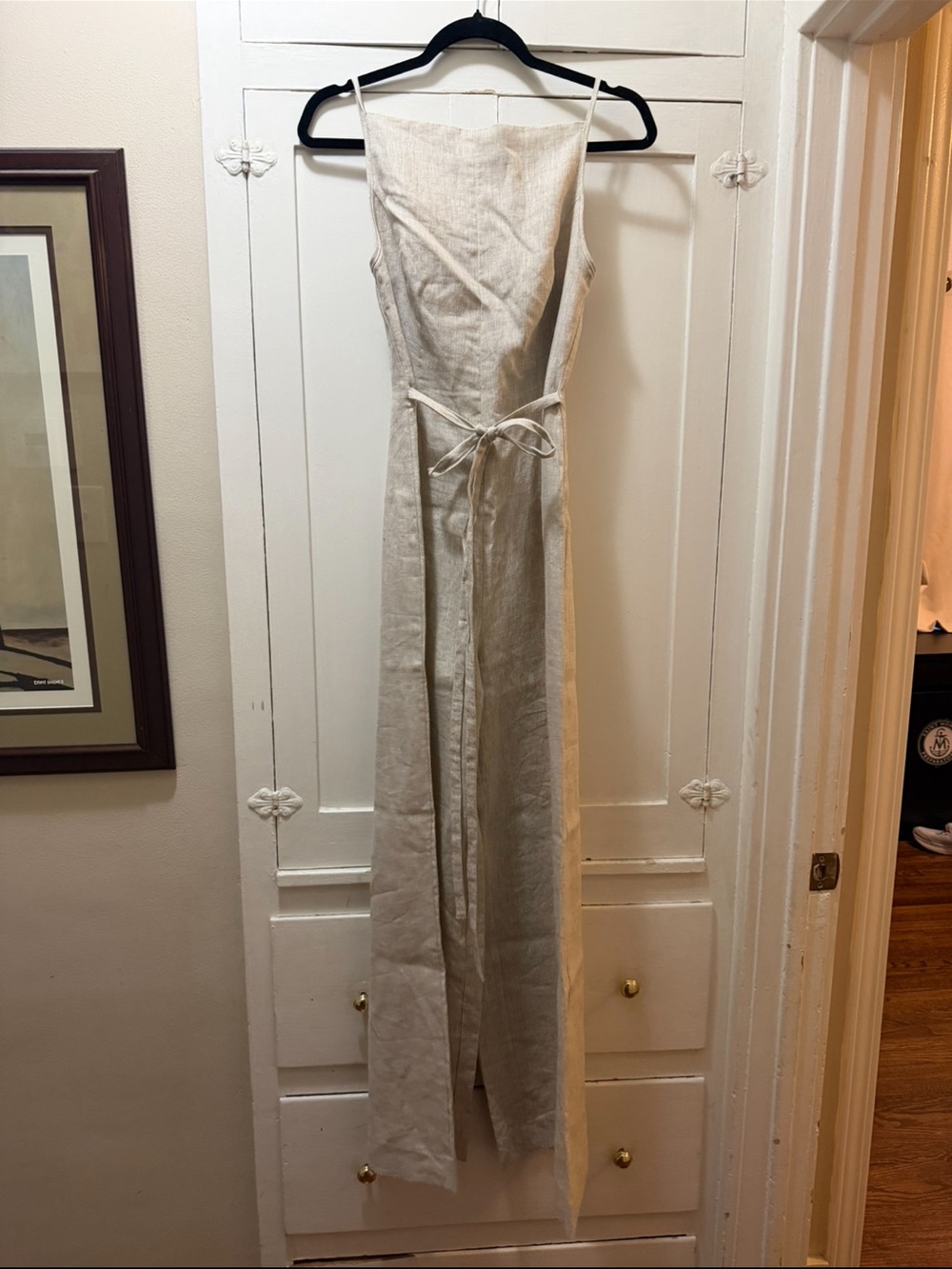 Reformation Sleeveless Wide-Leg Linen Jumpsuit in Light Beige - Picture 6 of 6